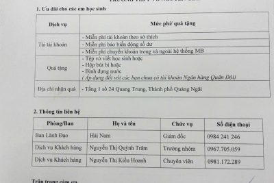 THÔNG BÁO (Của ngân hàng quân đội MB)