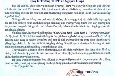 HỌC-BỔNG-CỰU HỌC SINH ST1-VNG-2025-2026. THƯ CẢM ƠN